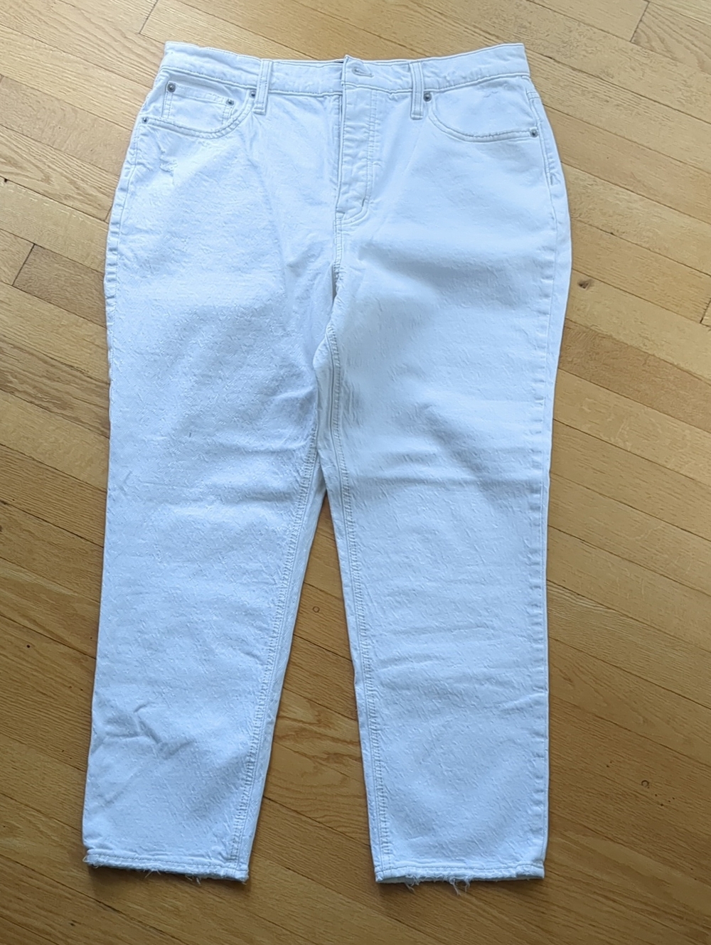 J. Crew Factory White High-Rise Straight Jeans - Classic Five-Pocket